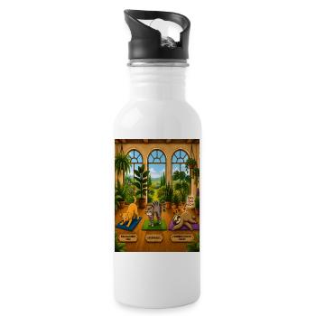 Zusammengebrochenes Faultier – Lustiges Yoga Shirt - Trinkflasche mit integriertem Trinkhalm - Weiß - Rechts