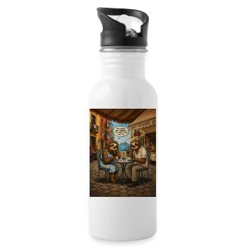 NAPoli – Coffee Ain't Working, I will take a nap - Trinkflasche mit integriertem Trinkhalm - Weiß - Rechts