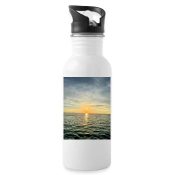 Sunset by the sea Evening atmosphere - Water bottle with straw - white - Right