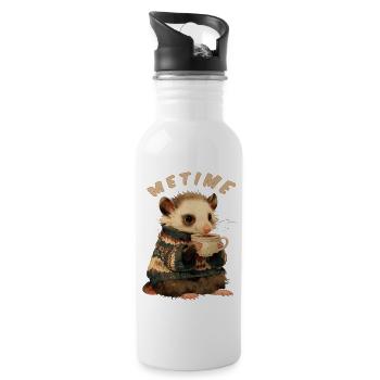 Me Time Opossum with Coffee - Water bottle with straw - white - Right
