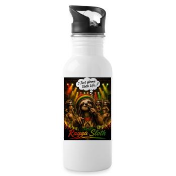 Ragga Sloth – Just Gimme Sloth Life Reggae Design - Water bottle with straw - white - Right
