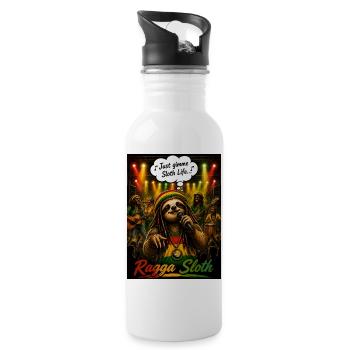 Ragga Sloth – Just Gimme Sloth Life Music Design - Water bottle with straw - white - Right