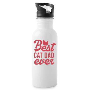 Meilleur papa chat de tous les temps - Gourde avec paille intégrée - blanc - Droite