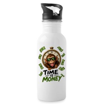 Time is Money with the Monkey - Water bottle with straw - white - Right