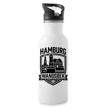 Hamburg Wandsbek – Heimat & Stadtteil Silhouette - Trinkflasche mit integriertem Trinkhalm - Weiß - Rechts