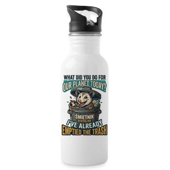 What did you do for our planet today? Opossum  - Trinkflasche mit integriertem Trinkhalm - Weiß - Rechts