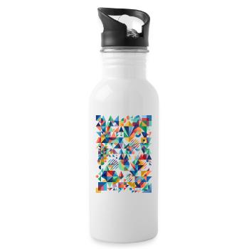Mosaïque de couleurs abstraites - Gourde avec paille intégrée - blanc - Droite