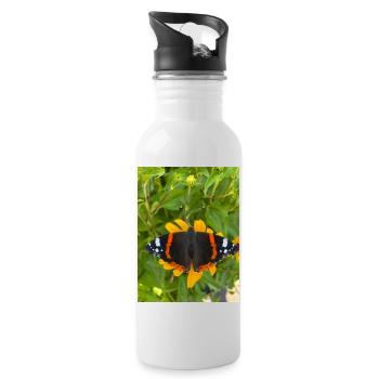 Papillon Firewing sur fleurs jaunes - Gourde avec paille intégrée - blanc - Droite