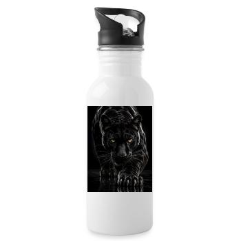 Panthère Noire des Ombres - Gourde avec paille intégrée - blanc - Droite