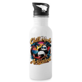 Coucher de soleil Chill Panda - Gourde avec paille intégrée - blanc - Droite