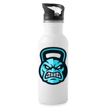 Workout Kettlebell Logo - Water bottle with straw - white - Right