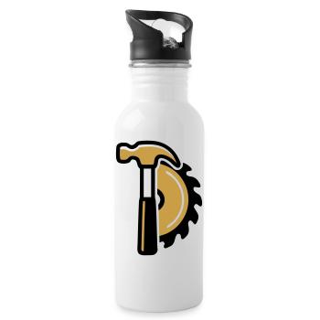 Hammer Kreissaege Logo - Trinkflasche mit integriertem Trinkhalm - Weiß - Rechts
