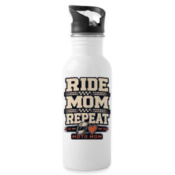 Moman au bord de la piste Moto Mama, Moto Mom Répétée Moto - Gourde avec paille intégrée - blanc - Droite