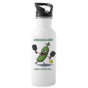 Pickleball - Water bottle with straw - white - Right