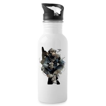 Coffee Chimp in Denim: Urban Chill - Water bottle with straw - white - Right