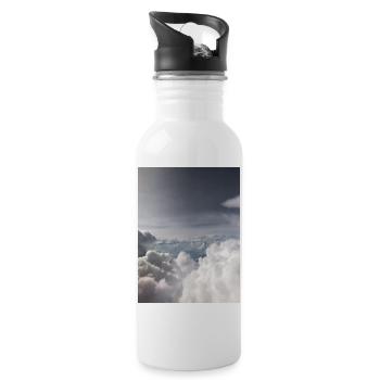 Wolkenhimmel Traumlandschaft - Trinkflasche mit integriertem Trinkhalm - Weiß - Rechts