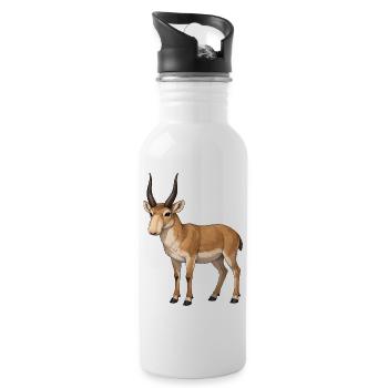 Saiga Antilope  - Trinkflasche mit integriertem Trinkhalm - Weiß - Rechts