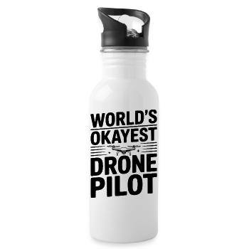 World's Okayest Drone Pilot - Water bottle with straw - white - Right