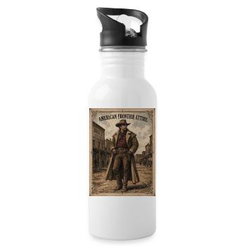 Amerikanische Grenztracht - Trinkflasche mit integriertem Trinkhalm - Weiß - Rechts