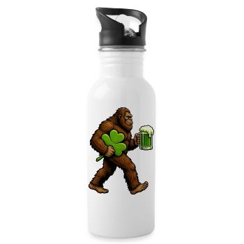 Bigfoot-Kleeblatt-Lustiger St. Patrick's Day Bigfo - Trinkflasche mit integriertem Trinkhalm - Weiß - Rechts
