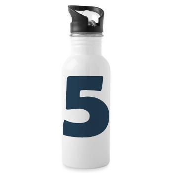5_zahl- - Trinkflasche mit integriertem Trinkhalm - Weiß - Rechts