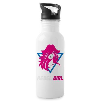 Rebel Girl Bösewicht-Macht - Trinkflasche mit integriertem Trinkhalm - Weiß - Rechts