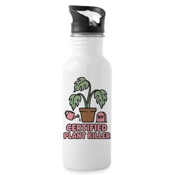 Certified Plant Killer Pflanzenhumor - Trinkflasche mit integriertem Trinkhalm - Weiß - Rechts