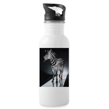 Zebra Light Trail - Water bottle with straw - white - Right