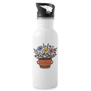 Blume - Trinkflasche mit integriertem Trinkhalm - Weiß - Rechts