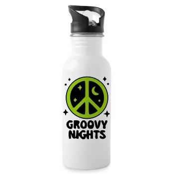 Groovy Peace Zeichen Logo - Trinkflasche mit integriertem Trinkhalm - Weiß - Rechts