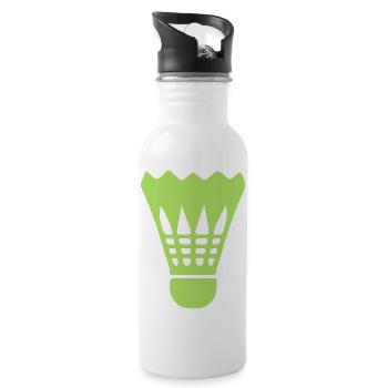 Neon-Shuttlecock Badminton-Design - Trinkflasche mit integriertem Trinkhalm - Weiß - Rechts