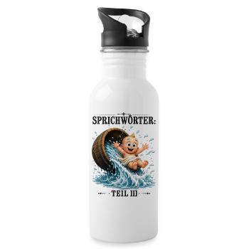 Sprichwort Das Kind mit dem Bade ausschütten - Trinkflasche mit integriertem Trinkhalm - Weiß - Rechts