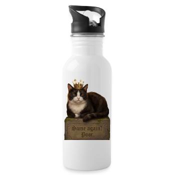 Die königliche Katze auf dem Grab - Trinkflasche mit integriertem Trinkhalm - Weiß - Rechts