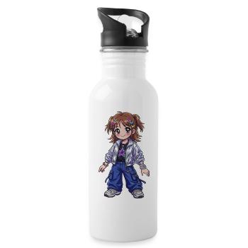 Stargirl in einer glänzenden Bomberjacke - Trinkflasche mit integriertem Trinkhalm - Weiß - Rechts