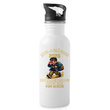 KITA‑Abgänger 2026 Geschenk | Kleiner Racker - Trinkflasche mit integriertem Trinkhalm - Weiß - Rechts