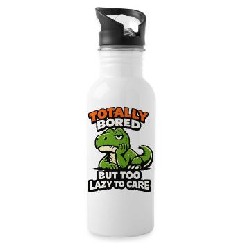 Seriously Bored Dinosaur - Trinkflasche mit integriertem Trinkhalm - Weiß - Rechts