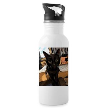Nachtkater Blick - Water bottle with straw - white - Right
