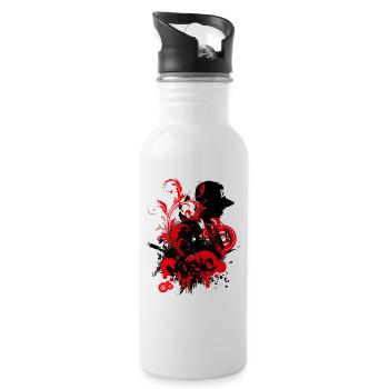 Graffiti Hip Hop Music Red On Black - Water bottle with straw - white - Right