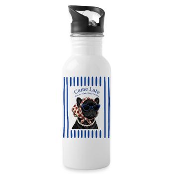 French Bulldog Came Late Retro Humor - Water bottle with straw - white - Right