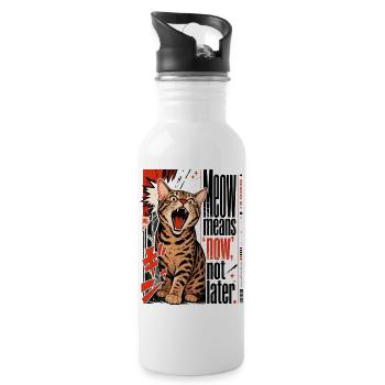 Meow Means 'Now', Not Later – Lautstarke Bengal - Water bottle with straw - white - Right
