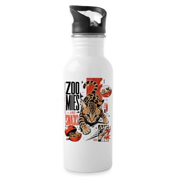 Zoomies & Snacks – Modern Anime Bengal Cat - Water bottle with straw - white - Right