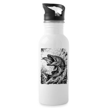 Pike on the Wobbler | Classic Collection - Water bottle with straw - white - Right