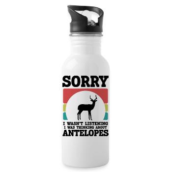 Antelope Humor Saying Vintage Safari - Water bottle with straw - white - Right