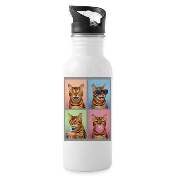 Cats Bengal Cat - Water bottle with straw - white - Right