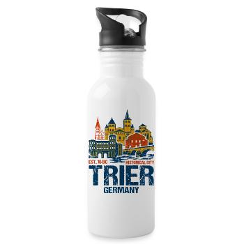Historical Trier Germany City Skyline Novelty - Water bottle with straw - white - Right