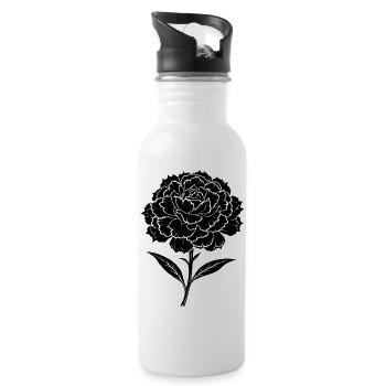 Carnation Flower - Water bottle with straw - white - Right