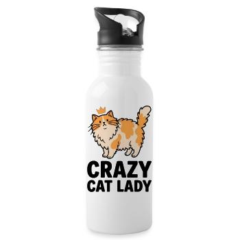 Royal Cat Lady: Crazy Cat Lady - Water bottle with straw - white - Right