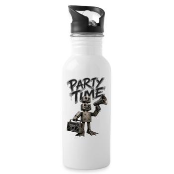 Robot Party Time - Water bottle with straw - white - Right