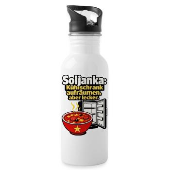 Soljanka DDR Nostalgie Kuehlschrank aufraeumen Wit - Water bottle with straw - white - Right