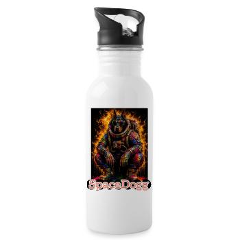 SpaceDogg Neon Astronaut Dog - Water bottle with straw - white - Right